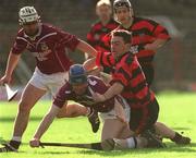 17 February 2002; Michael Spelman of Clarinbridge in action against Paul Flynn of Ballygunner during the AIB All Ireland Club Hurling Championship Semi-Final match between Clarinbridge and Ballygunner at Semple Stadium in Thurles, Tipperary. Photo by Pat Murphy/Sportsfile