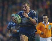 27 January 2002; Victor Costello of Leinster during the Heineken Cup Quarter-Final match between Leicester Tigers and Leinster at Welford Road in Leicester, England. Photo by Aoife Rice/Sportsfile