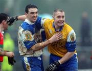 24 February 2002; Kevin McGuckin of Ballinderry, left, celebrates with team-mate Michael Conlan, after victory over Rathnew in  the AIB All-Ireland Senior Club Football Championship Semi-Final match between Ballinderry and Rathnew at Pearse Park in Longford. Photo by David Maher/Sportsfile