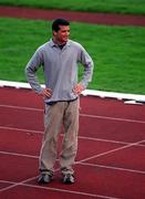25 February 2002; Athletics coach Paul Doyle during a training session at Morton Stadium in Dublin. Photo by Brian Lawless/Sportsfile