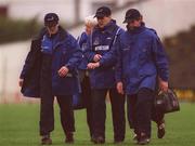 24 February 2002; Waterford Manager Justin McCarthy, centre,  with selectors Colm Bonnar, left, and Seamie Hannon during Allianz National Hurling League Division 1A Round 1 match between Kilkenny and Waterford in Nowlan Park, Kilkenny. Photo by Damien Eagers/Sportsfile