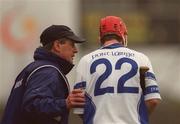 24 February 2002; Waterford Manager Just McCarthy, left, speaks with Michael White of Waterford during Allianz National Hurling League Division 1A Round 1 match between Kilkenny and Waterford in Nowlan Park, Kilkenny. Photo by Damien Eagers/Sportsfile