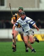 24 February 2002; Pat Fitzgerald of Waterford in action against Peter Brady of Kilkenny during Allianz National Hurling League Division 1A Round 1 match between Kilkenny and Waterford in Nowlan Park, Kilkenny. Photo by Damien Eagers/Sportsfile