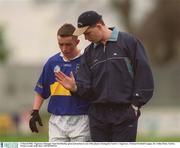 3 March 2002; Tipperary Manager Tom McGlinchey gives instruction to one of his players during the Carlow v Tipperary, National Football League, Dr. Cullen Park, Carlow. Picture credit Aoife Rice / SPORTSFILE