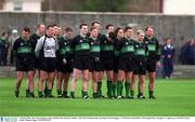 2 March 2002; The Nemo Rangers team stand for the National Anthem. AIB Club Championship semi-final, Nemo Rangers v Charlestown Sarsfields, McDonagh Park, Nenagh, Co. Tipperary. Football. Picture credit; Damien Eagers / SPORTSFILE