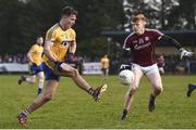 29 January 2017; Sean Mullooly of Roscommon in action against Peter Cooke of Galway during the Connacht FBD League Final match between Roscommon and Galway at Kiltoom in Co Roscommon. Photo by Stephen McCarthy/Sportsfile