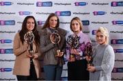 30 January 2017; AIB presents Connacht camogie player of the year Orla McGrath from Sarsfields, Ulster camogie player of the year Aoife Ní Chaiside from Slaughtneil, Munster camogie player of the year Eimear McDonnell from Burgess and Leinster camogie player of the year Shelly Farrell from Thomastown. Sponsor to both the GAA and Camogie Club Championships, AIB honoured eleven club players from camogie, football and hurling at the annual AIB Provincial Club Player Awards in Croke Park. For exclusive content and behind the scenes action from the Club Championships follow AIB GAA on Twitter and Instagram @AIB_GAA and facebook.com/AIBGAA. Photo by Ramsey Cardy/Sportsfile