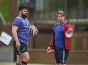 30 January 2017; Kevin O'Byrne of Munster with scrum coach Jerry Flannery during squad training at the University of Limerick in Limerick. Photo by Diarmuid Greene/Sportsfile