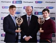 30 January 2017; Denis O’Callaghan, Head of Retail Banking, AIB, presents Con O'Callaghan, left, from Cuala with the 2016 AIB Leinster Club Hurler of the Year award, and Cormac O'Doherty from Slaughtneil with the 2016 AIB Ulster Club Hurler of the Year award, as voted for by the Irish sports media. Sponsor to both the GAA and Camogie Club Championships, AIB honoured eleven club players from camogie, football and hurling at the annual AIB Provincial Club Player Awards in Croke Park. For exclusive content and behind the scenes action from the Club Championships follow AIB GAA on Twitter and Instagram @AIB_GAA and facebook.com/AIBGAA. Photo by Ramsey Cardy/Sportsfile