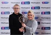 30 January 2017; Maol Muire Tynan, Head of Public Affairs, AIB, presents Shelly Farrell from Thomastown with the 2016 AIB Leinster Camogie Club Player of the Year award. Sponsor to both the GAA and Camogie Club Championships, AIB honoured eleven club players from camogie, football and hurling at the annual AIB Provincial Club Player Awards in Croke Park. For exclusive content and behind the scenes action from the Club Championships follow AIB GAA on Twitter and Instagram @AIB_GAA and facebook.com/AIBGAA. Photo by Ramsey Cardy/Sportsfile