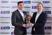 30 January 2017; Brian Keating, Group Propositions & Brands Director, AIB, presents Daithí Casey from Dr Crokes with the 2016 AIB Munster Club Footballer of the Year award as voted for by the Irish sports media. Sponsor to both the GAA and Camogie Club Championships, AIB honoured eleven club players from camogie, football and hurling at the annual AIB Provincial Club Player Awards in Croke Park. For exclusive content and behind the scenes action from the Club Championships follow AIB GAA on Twitter and Instagram @AIB_GAA and facebook.com/AIBGAA. Photo by Ramsey Cardy/Sportsfile