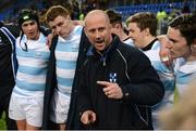 30 January 2017; Blackrock College coach Van Stone speaks to his team following the Bank of Ireland Leinster Schools Senior Cup Round 1 match between The King’s Hospital and Blackrock College RFC at Donnybrook Stadium the in Donnybrook, Dublin. Photo by Cody Glenn/Sportsfile