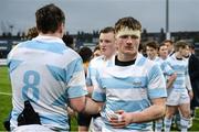 30 January 2017; Alan Francis of Blackrock College shakes hands with captain Cian Reilly following the Bank of Ireland Leinster Schools Senior Cup Round 1 match between The King’s Hospital and Blackrock College RFC at Donnybrook Stadium the in Donnybrook, Dublin. Photo by Cody Glenn/Sportsfile
