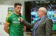 30 January 2017; Donal Keoghan of Meath in conversation with MC Brendan Cummins of Meath GAA at the launch of The 2017 Meath GAA Jersey sponsored by Devenish Nutrition at Meath GAA Centre of Excellence in Dunganny, Trim. Photo by Sam Barnes/Sportsfile