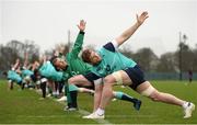 31 January 2017; Jamie Heaslip of Ireland stetches during squad training at Carton House in Maynooth, Co Kildare. Photo by Seb Daly/Sportsfile