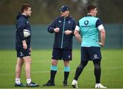 31 January 2017; Ireland head coach Joe Schmidt, centre, in conversation with Paddy Jackson, left, and Ian Keatley, during squad training at Carton House in Maynooth, Co Kildare. Photo by Seb Daly/Sportsfile