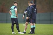 31 January 2017; Ireland head coach Joe Schmidt in conversation with Ian Keatley, left, and Paddy Jackson during squad training at Carton House in Maynooth, Co Kildare. Photo by Brendan Moran/Sportsfile