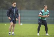 31 January 2017; Paddy Jackson, left, and Ian Keatley of Ireland during squad training at Carton House in Maynooth, Co Kildare. Photo by Brendan Moran/Sportsfile
