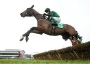 29 January 2017; Footpad, with Daryl Jacob up, jump the first on their way to a second place finish in the BHP Insurance Irish Champion Hurdle during the Leopardstown Races at Leopardstown Racecourse in Dublin. Photo by Cody Glenn/Sportsfile