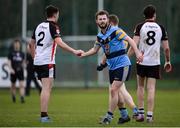 31 January 2017; Jack McCaffrey of University College Dublin shakes hands with Dean McGovern of Institute of Technology Sligo following the Independent.ie HE GAA Sigerson Cup Round 1 match between University College Dublin and Institute of Technology Sligo at UCD in Belfield, Dublin. Photo by Sam Barnes/Sportsfile