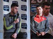 1 February 2017; Paddy McBrearty of Donegal, left, and Darren McCurry of Tyrone speaking during a Q&A session at the Allianz Football League Belfast launch at Malone House in Belfast. Photo by David Fitzgerald/Sportsfile