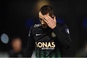 31 January 2017; Dylan Connolly of Bray following his side's defeat after the Leinster Senior Cup fourth round match between Bray and St Patrick's Athletic at the Carlisle Grounds in Bray. Photo by David Fitzgerald/Sportsfile