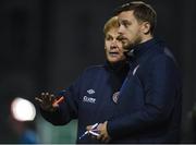 31 January 2017; St Patrick's Athletic manager Liam Buckley, left, and assistant manager Ger O'Brien in action during the Leinster Senior Cup fourth round match between Bray and St Patrick's Athletic at the Carlisle Grounds in Bray. Photo by David Fitzgerald/Sportsfile