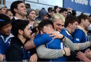 1 February 2017; Daragh McDonagh of St Mary's College celebrates with supporters after the Bank of Ireland Leinster Schools Senior Cup Round 1 match between St Mary's College and Newbridge College at Donnybrook Stadium in Donnybrook, Dublin. Photo by Daire Brennan/Sportsfile