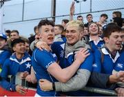 1 February 2017; Ronan Watters of St Mary's College celebrates with supporters after the Bank of Ireland Leinster Schools Senior Cup Round 1 match between St Mary's College and Newbridge College at Donnybrook Stadium in Donnybrook, Dublin. Photo by Daire Brennan/Sportsfile