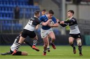 1 February 2017; Myles Carey of St Mary's College is tackled by Jonathan Deane, left, and Karmon Fitzgerald of Newbridge College during the Bank of Ireland Leinster Schools Senior Cup Round 1 match between St Mary's College and Newbridge College at Donnybrook Stadium in Donnybrook, Dublin. Photo by Daire Brennan/Sportsfile