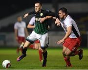 31 January 2017; Dylan Connolly of Bray in action against Gavin Peers of St Patrick's Athletic during the Leinster Senior Cup fourth round match between Bray and St Patrick's Athletic at the Carlisle Grounds in Bray. Photo by David Fitzgerald/Sportsfile