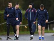 2 February 2017; Ireland players, from left, Tommy Bowe, Robbie Henshaw, Tiernan O'Halloran and Luke McGrath arrive prior to squad training at Carton House in Maynooth, Co Kildare. Photo by Seb Daly/Sportsfile