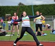 26 June 2011; Alannis Frattaroli, from Limerick A.C., in action in the Junior Women's Javelin during the Woodie’s DIY Junior and U23 Championships. Tullamore Harriers AC, Tullamore, Co. Offaly. Picture credit: Barry Cregg / SPORTSFILE