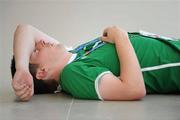 28 June 2011; Team Ireland's Michael Neville, Sixmilebridge, Co. Clare, is devestated after the game. Ireland were defeated by Turkey 4-1. in the first round game at the Apilion Panionios Training Center. 2011 Special Olympics World Summer Games, Athens, Greece. Picture credit: Ray McManus / SPORTSFILE