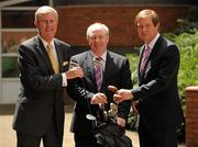 28 June 2011; Redmond O'Donoghue, Chairman of Failte Ireland, left, Michael Ring T.D., Minister of State at the Department of Transport, Tourism and Sport, centre, and George O'Grady, Chief Executive of the European Tour, before a press conference ahead of the Irish Open Golf Championship 2011 which takes place in Killarney Golf & Fishing Club, Killarney, Co. Kerry, from July 26th - 31st. Irish Open Golf Championship 2011 Press Conference, Fáilte Ireland, Amiens St, Dublin. Picture credit: Pat Murphy / SPORTSFILE