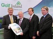 28 June 2011; Pictured, from left, Redmond O'Donoghue, Chairman of Failte Ireland, Michael Ring T.D., Minister of State at the Department of Transport, Tourism and Sport, George O'Grady, Chief Executive of the European Tour, and Maurice O'Meara, Killarney Golf Club, at a press conference ahead of the Irish Open Golf Championship 2011 which takes place in Killarney Golf & Fishing Club, Killarney, Co. Kerry, from July 26th - 31st. Irish Open Golf Championship 2011 Press Conference, Fáilte Ireland, Amiens St, Dublin. Picture credit: Pat Murphy / SPORTSFILE