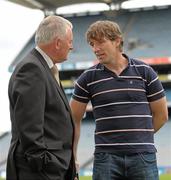 28 June 2011; Pictured at the launch of the Transport Gaels 125th Anniversary of Gaelic Games in Irish Transport are Uachtarán CLG Criostóir Ó Cuana with Kildare football manager Kieran McGeeney. Launch of Transport Gaels 125th Anniversary of Gaelic Games in Irish Transport, Croke Park, Dublin. Photo by Sportsfile