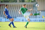 28 June 2011; Ross Carig, Leinster & Munster, Republic of Ireland, in action against Diogo Leite, Braga, Portugal. 2010/11 UEFA Regions' Cup Final, Braga, Portugal v Leinster & Munster, Republic of Ireland, Estádio Cidade de Barcelos, Barcelos, Portugal. Picture credit: Diarmuid Greene / SPORTSFILE