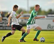28 June 2011; Chris Shields, Bray Wanderers, in action against Greg Bolger, Dundalk. Airtricity League Premier Division, Bray Wanderers v Dundalk, Carlisle Grounds, Bray, Co. Wicklow. Picture credit: David Maher / SPORTSFILE
