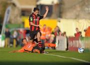 28 June 2011; Stephen Traynor, Bohemians, in action against John Rankin, Dundee United. Friendly, Bohemians v Dundee United, Dalymount Park, Dublin. Photo by Sportsfile
