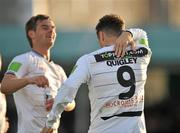28 June 2011; Mark Quiglely, Dundalk, celebrates after scoring his side's third goal with team-mate Greg Bolger. Airtricity League Premier Division, Bray Wanderers v Dundalk, Carlisle Grounds, Bray, Co. Wicklow. Picture credit: David Maher / SPORTSFILE