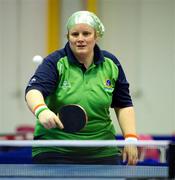 29 June 2011; Team Ireland's Carole Catling, Newtownabbey, Co. Antrim, in action during the qualifying rounds of the Table Tennis at the SEF Sport Training Halls, Peace & Friendship Stadium, Athens, Greece. 2011 Special Olympics World Summer Games, Athens, Greece. Picture credit: Ray McManus / SPORTSFILE