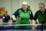 29 June 2011; Team Ireland's Carole Catling, Newtownabbey, Co. Antrim, and her mixed doubles partner Robert Deegan, Ballinteer, Dublin, in action during the qualifying rounds of the Table Tennis at the SEF Sport Training Halls, Peace & Friendship Stadium, Athens, Greece. 2011 Special Olympics World Summer Games, Athens, Greece. Picture credit: Ray McManus / SPORTSFILE