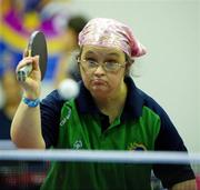 29 June 2011; Team Ireland's Ann Marie Talbot, Enniscorthy, Co. Wexford, in action during the qualifying rounds of the Table Tennis at the SEF Sport Training Halls, Peace & Friendship Stadium, Athens, Greece. 2011 Special Olympics World Summer Games, Athens, Greece. Picture credit: Ray McManus / SPORTSFILE