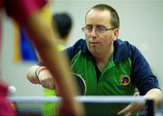 29 June 2011; Team Ireland's William Naughton, Galbally, Co. Limerick, in action during the qualifying rounds of the Table Tennis at the SEF Sport Training Halls, Peace & Friendship Stadium, Athens, Greece. 2011 Special Olympics World Summer Games, Athens, Greece. Picture credit: Ray McManus / SPORTSFILE