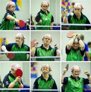 29 June 2011; Team Ireland's Ann Marie Talbot, Enniscorthy, Co. Wexford, with various facial expressions during the qualifying rounds of the Table Tennis at the SEF Sport Training Halls, Peace & Friendship Stadium, Athens, Greece. 2011 Special Olympics World Summer Games, Athens, Greece. Picture credit: Ray McManus / SPORTSFILE