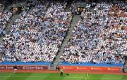 26 June 2011; Dublin and Kildare supporters sit together in the Hogan Stand before the Leinster GAA Senior Football Championship Semi-Finals. Croke Park, Dublin. Picture credit: Brendan Moran / SPORTSFILE