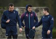 2 February 2017; Ireland players, from left, Tommy Bowe, Tiernan O'Halloran and Luke McGrath arrive prior to squad training at Carton House in Maynooth, Co Kildare. Photo by Seb Daly/Sportsfile