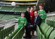 2 February 2017; Republic of Ireland football manager Martin O’Neill and his assistant Roy Keane were at the SPAR National Retailer Guild at the Aviva Stadium, Dublin, attended by over 400 SPAR retailers from across the country. SPAR and the FAI have forged strong links through working together on the SPAR FAI Primary School 5s Programme, which has been in place since 2015, and has seen participation figures grow year on year by 24% to become the largest primary schools competition in the country. Speaking about the importance of nurturing talent early in life, Martin O’Neill said: “In terms of numbers participating in the SPAR FAI Primary Schools Programme, there are going to be a couple of people coming through who may have the potential to represent their country later on. There is great camaraderie and enjoyment and you never know what could come out of participation.” Speaking about the merits of being involved in the SPAR FAI Primary 5s, Roy Keane said: “There are huge benefits for any child playing sport. My own kids play lots of sports and it helps with fitness levels, your diet, your self-esteem and being part of a team. It’s fantastic to hear that 24,000 kids were involved and hopefully more than that will get involved this year.” The closing date for schools to enter this year’s SPAR FAI Primary 5s Programme is 17th February. Log onto http://www.fai.ie/primary5 to register your School. Pictured are Republic of Ireland football manager Martin O’Neill and his assistant Roy Keane, with from left, Kian Gleeson, age 11, Conor Shanahan, age 11, Aoife Farrell, age 11, and Abbie Tucker, age 12, from St. Bernadette’s SNS, Quarryvale, Clondalkin. Aviva Stadium, Lansdowne Road, Dublin. Photo by Stephen McCarthy/Sportsfile