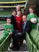 2 February 2017; Republic of Ireland football manager Martin O’Neill and his assistant Roy Keane were at the SPAR National Retailer Guild at the Aviva Stadium, Dublin, attended by over 400 SPAR retailers from across the country. SPAR and the FAI have forged strong links through working together on the SPAR FAI Primary School 5s Programme, which has been in place since 2015, and has seen participation figures grow year on year by 24% to become the largest primary schools competition in the country. Speaking about the importance of nurturing talent early in life, Martin O’Neill said: “In terms of numbers participating in the SPAR FAI Primary Schools Programme, there are going to be a couple of people coming through who may have the potential to represent their country later on. There is great camaraderie and enjoyment and you never know what could come out of participation.” Speaking about the merits of being involved in the SPAR FAI Primary 5s, Roy Keane said: “There are huge benefits for any child playing sport. My own kids play lots of sports and it helps with fitness levels, your diet, your self-esteem and being part of a team. It’s fantastic to hear that 24,000 kids were involved and hopefully more than that will get involved this year.” The closing date for schools to enter this year’s SPAR FAI Primary 5s Programme is 17th February. Log onto http://www.fai.ie/primary5 to register your School. Pictured are Republic of Ireland football manager Martin O’Neill and his assistant Roy Keane, Leo Crawford, Group Chief Executive, BWG Group, owners and operators of the SPAR brand in Ireland, from left, Kian Gleeson, age 11, Conor Shanahan, age 11, Aoife Farrell, age 11, and Abbie Tucker, age 12, from St. Bernadette’s SNS, Quarryvale, Clondalkin. Aviva Stadium, Lansdowne Road, Dublin. Photo by Stephen McCarthy/Sportsfile